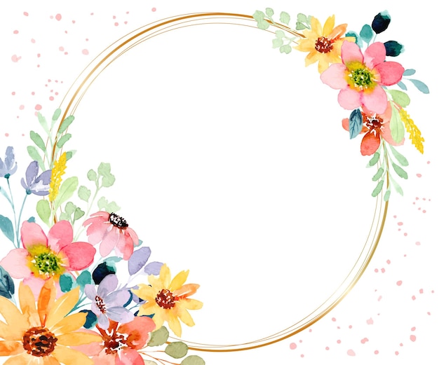 Download Free Vector | Watercolor floral background with golden circle