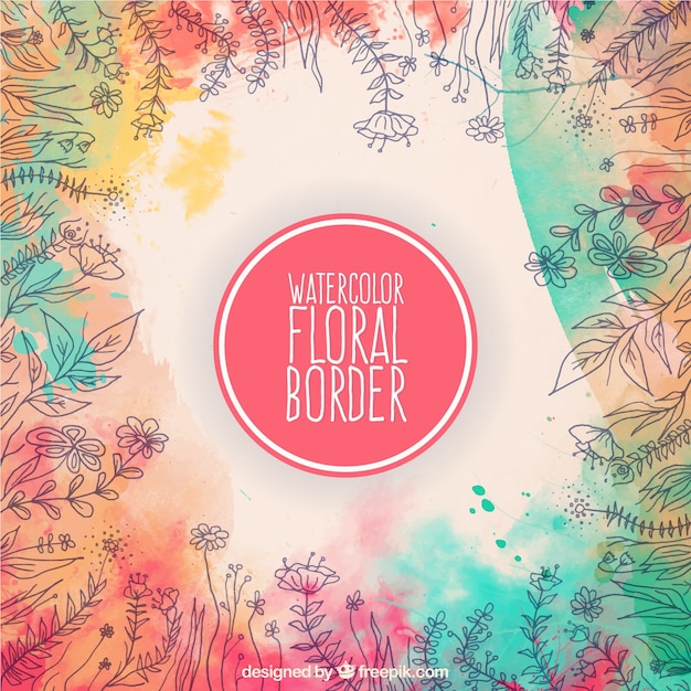 Download Free Vector | Watercolor floral border in colorful style