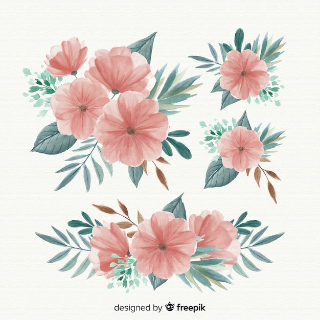 Watercolor floral bouquet collection Vector | Free Download