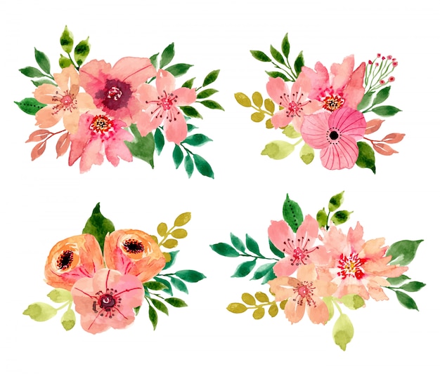 Download Watercolor floral bouquet collection | Premium Vector