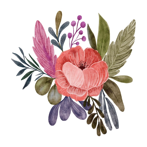 Premium Vector Watercolor Floral Bouquet