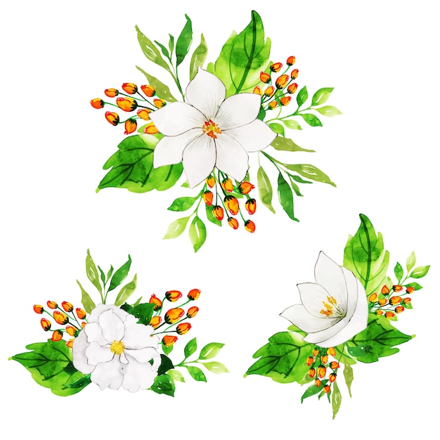 Download Watercolor floral bouquets collection Vector | Premium ...