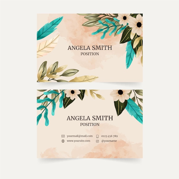 Free Vector | Watercolor floral business card