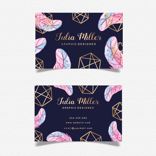 Premium Vector | Watercolor floral business cards