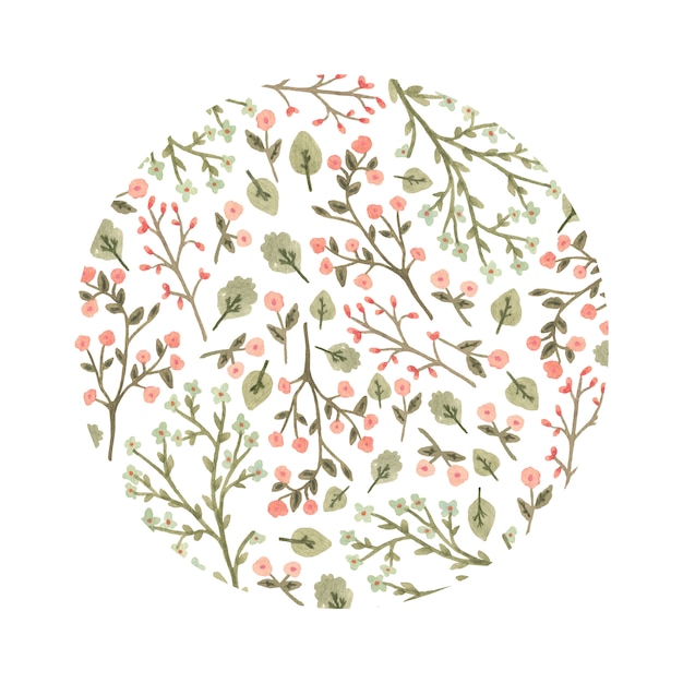 Download Watercolor floral circle in a romantic style. | Premium Vector