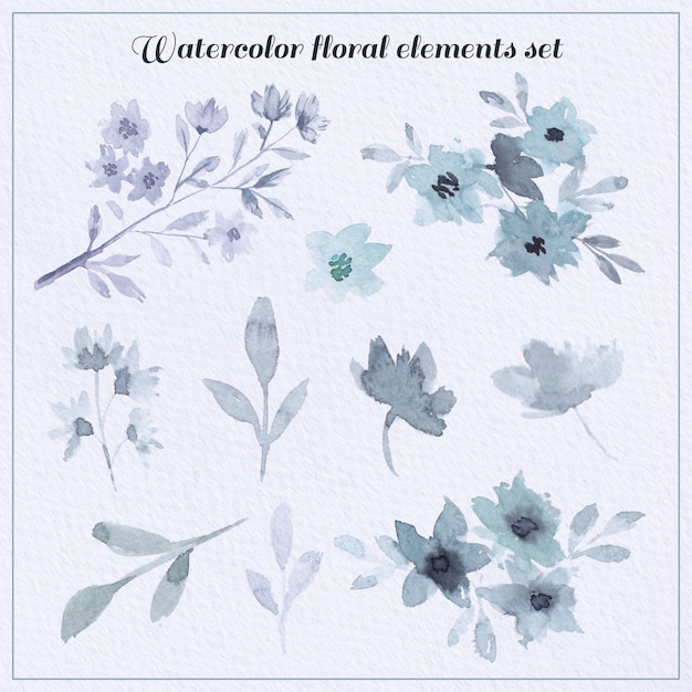 Premium Vector | Watercolor floral elements set