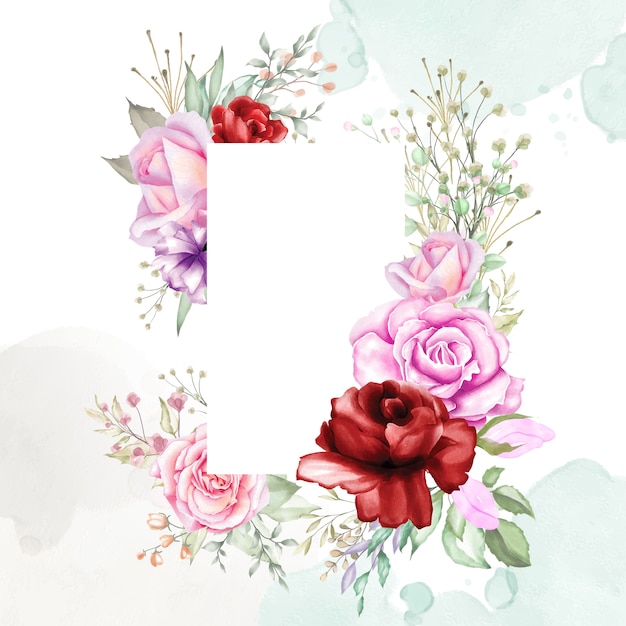 Premium Vector | Watercolor floral frame background