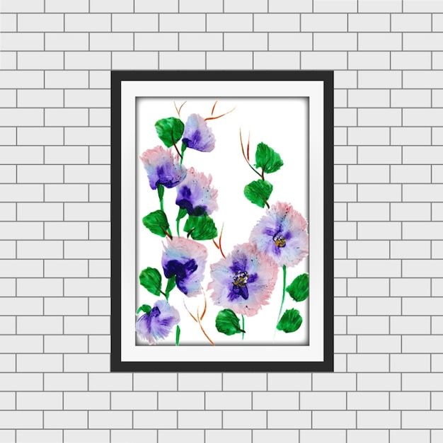 Download Watercolor floral frame mockup | Premium Vector