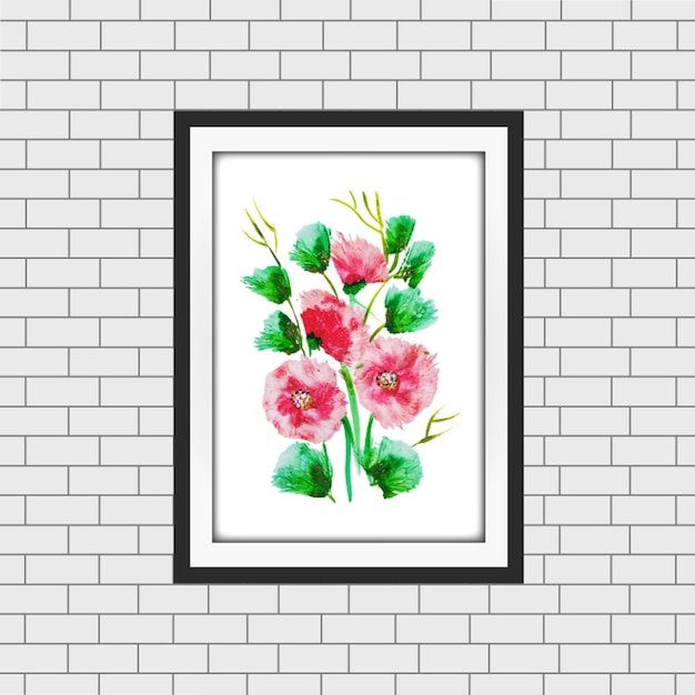 Download Watercolor floral frame mockup | Premium Vector