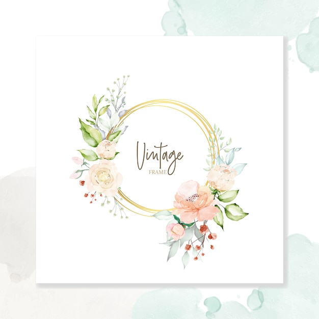 Watercolor floral frame multi-purpose background Premium Vector