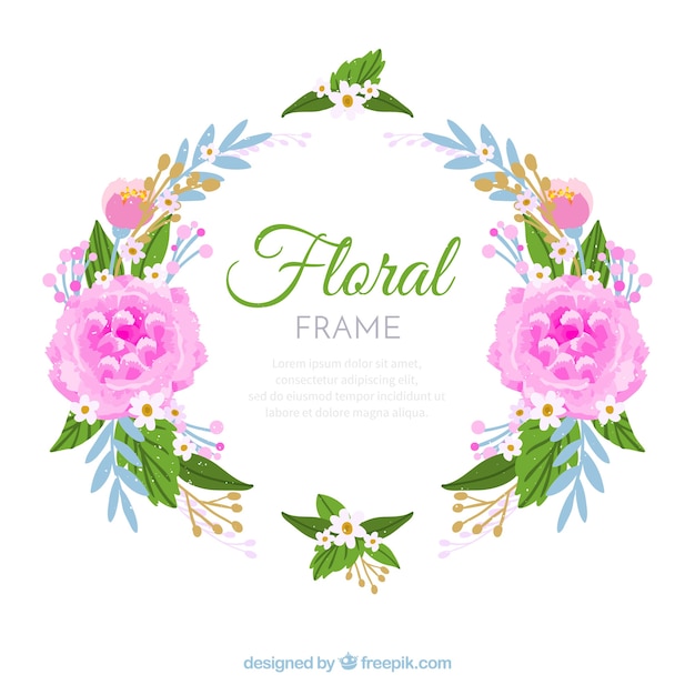 Download Free Vector | Watercolor floral frame with circular design