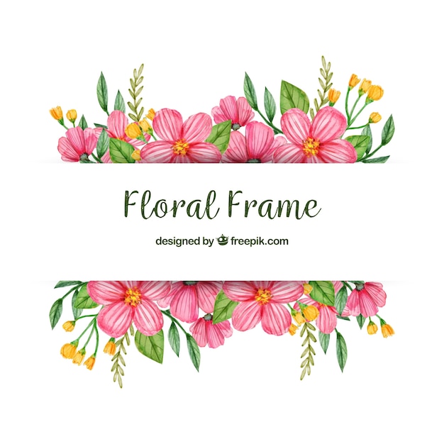 Download Watercolor floral frame with colorful style Vector | Free ...