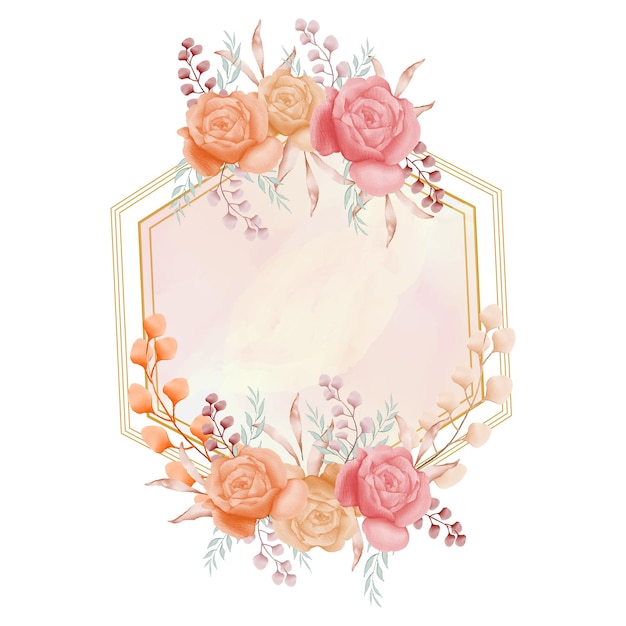 Premium Vector Watercolor Floral Frame With Rose Flower