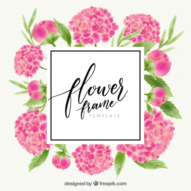 Download Free Vector | Watercolor floral frame with template