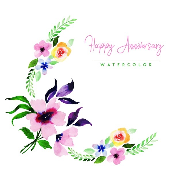 Premium Vector | Watercolor floral happy anniversary background