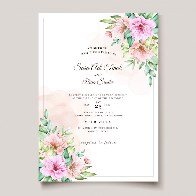 Download Watercolor floral invitation card design | Free Vector