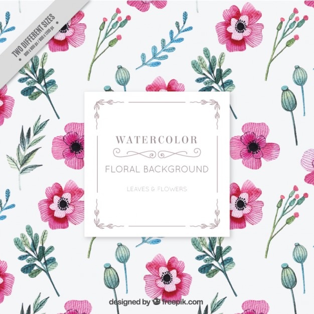 Free Vector Watercolor Floral And Leaves Background