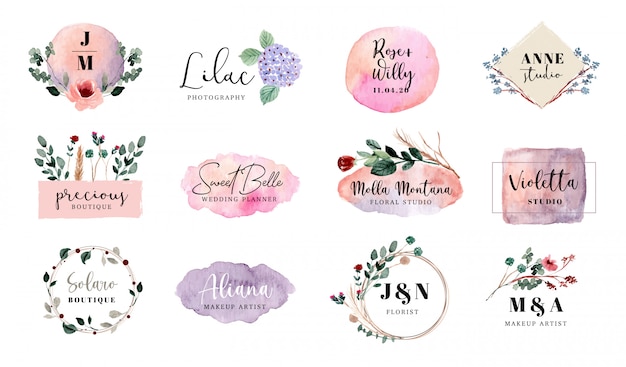 Download Free Watercolor Floral Logo Collection Premium Vector Use our free logo maker to create a logo and build your brand. Put your logo on business cards, promotional products, or your website for brand visibility.