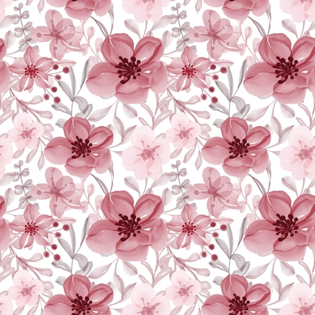 Free Vector | Watercolor floral red seamless pattern