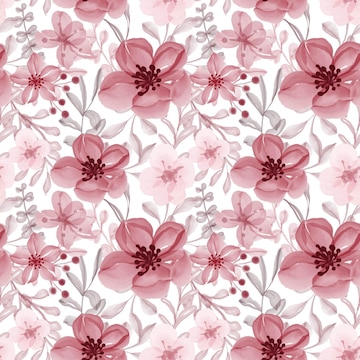 Free Vector | Watercolor floral red seamless pattern