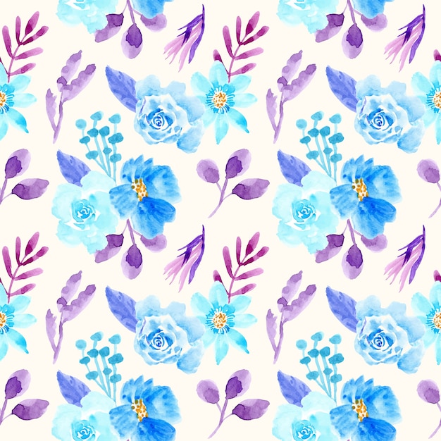 Premium Vector Watercolor Floral Seamless Pattern Blue And Purple