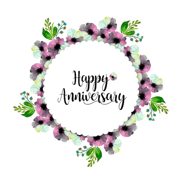 Free Vector Watercolor floral wedding anniversary frame