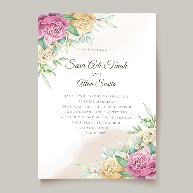 Premium Vector | Watercolor floral wedding card set