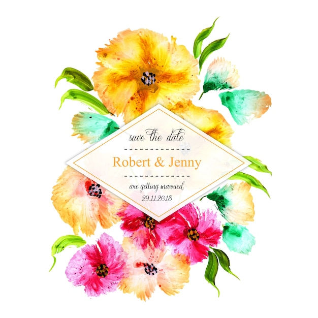 Watercolor Floral Wedding Frame Invitation\
Card