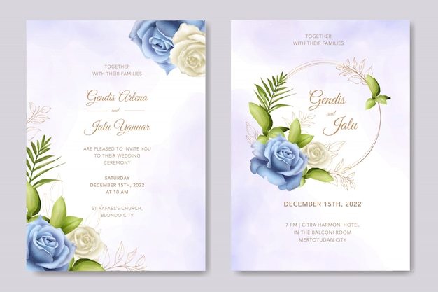 Download Watercolor floral wedding invitation card template rose ...