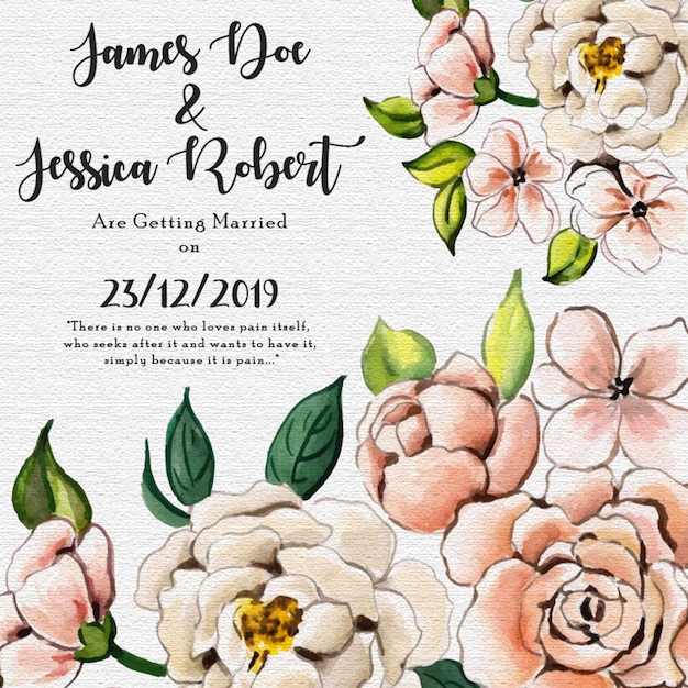 Premium Vector Watercolor Floral Wedding Invitation Card