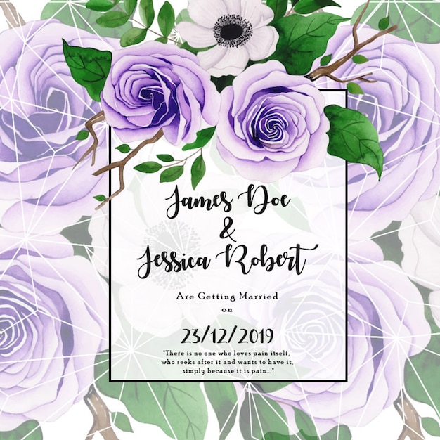 Premium Vector Watercolor Floral Wedding Invitation Card