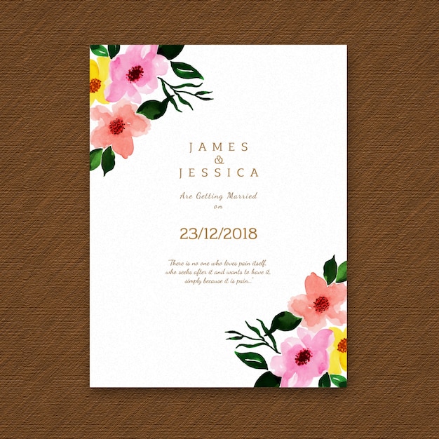 Premium Vector Watercolor Floral Wedding Invitation Card