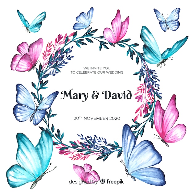 Download Free Vector | Watercolor floral wedding invitation template