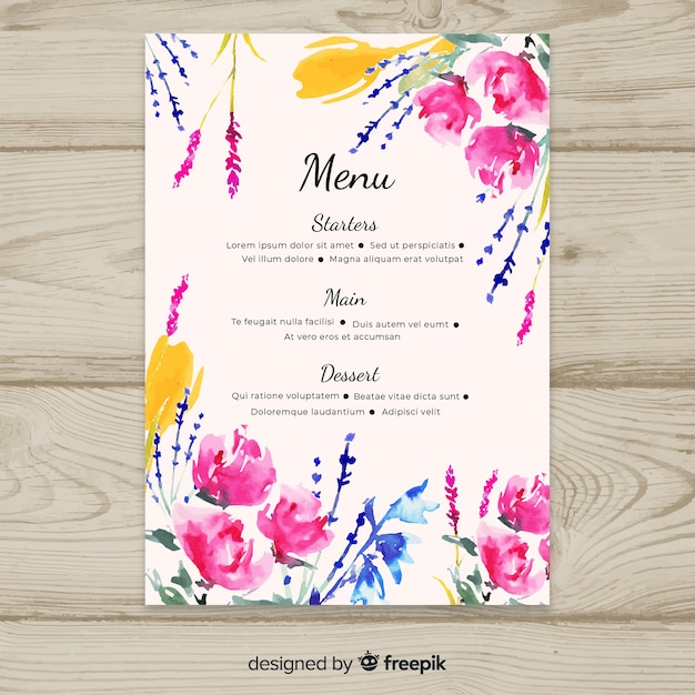 Printable Peony Wedding Menu Template Instant Download PDF #104 Elegant Watercolor Floral Wedding Menu Editable Menu DIY Template