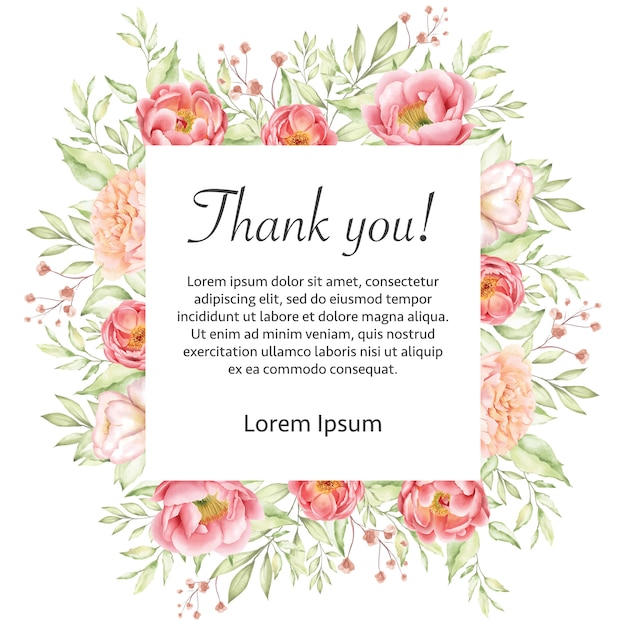 Download Watercolor floral wedding thank you card frame Vector ...
