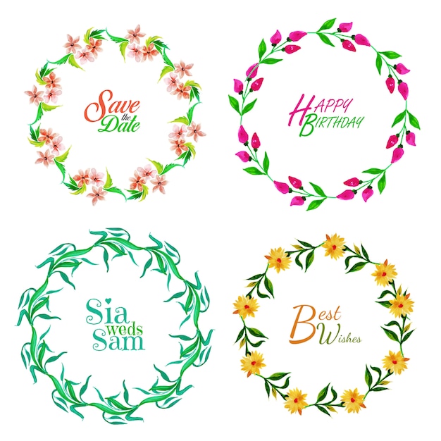 Download Watercolor floral wreath collection Vector | Free Download