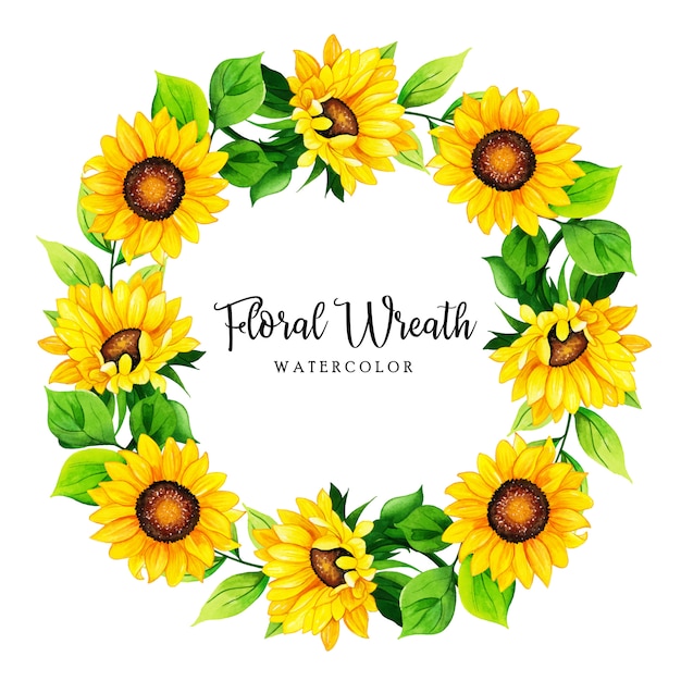 Download Watercolor floral wreath frame Vector | Premium Download