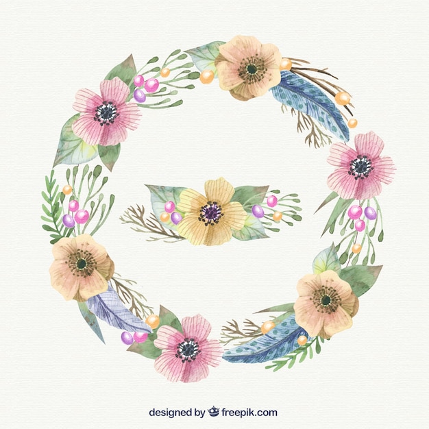 Watercolor floral wreath in pastel colors Vector | Free ...