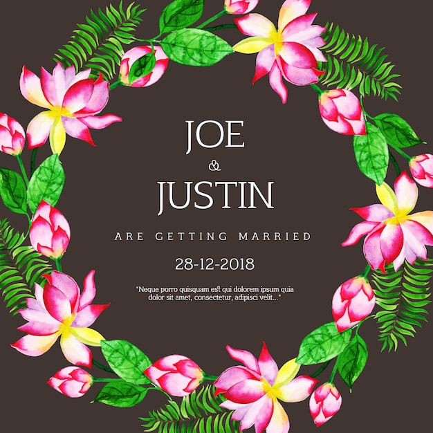 Premium Vector Watercolor Floral Wreath Wedding Invitation Card 0558