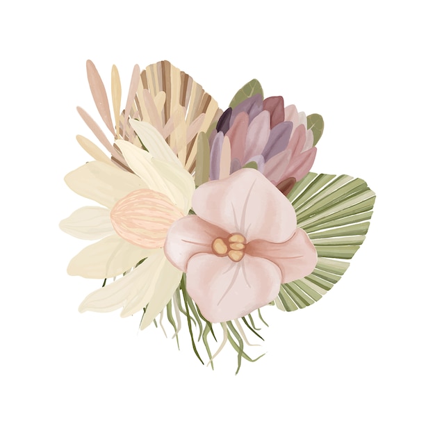 Download Watercolor flower bouquet in boho style | Premium Vector