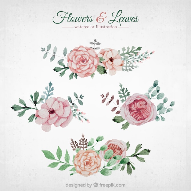 Download Watercolor Flowers and Leaves Vector | Free Download
