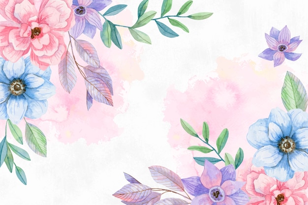 Watercolor Flowers Background In Pastel Colors Free Vector Download On Freepik