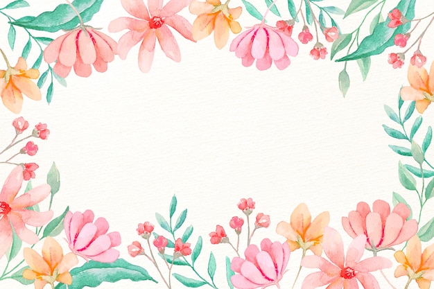 Free Vector Watercolor Flowers Background In Pastel Colors