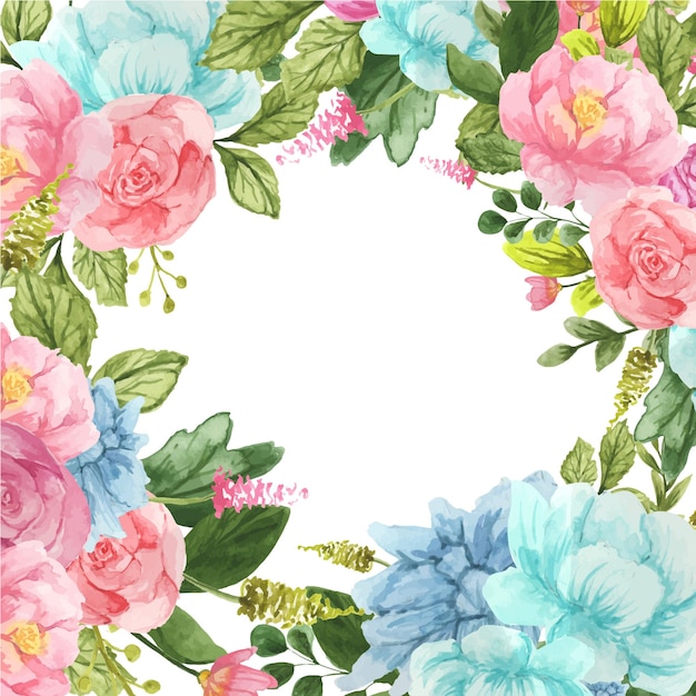 Premium Vector Watercolor Flowers Frame Background