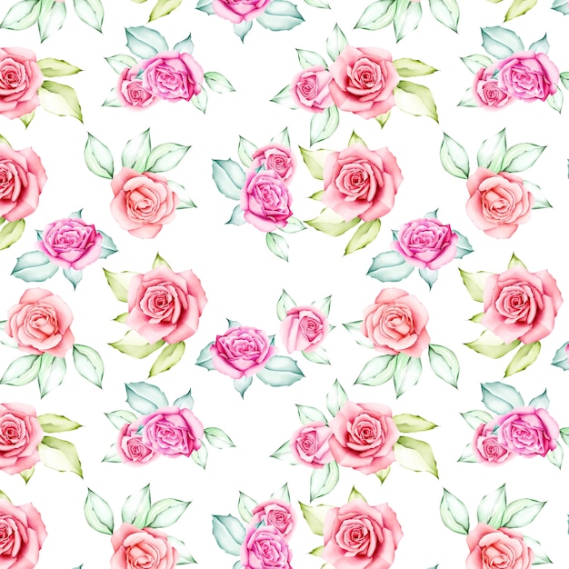 Premium Vector | Watercolor flowers and leaves seamless pattern