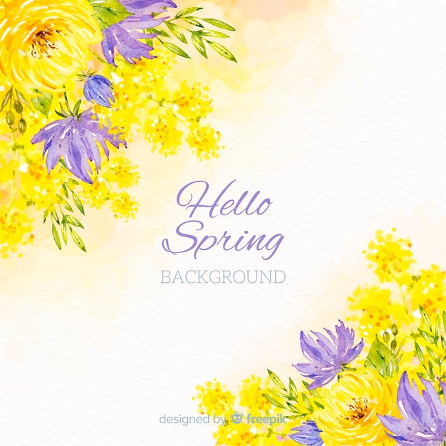 Download Watercolor flowers spring background Vector | Free Download