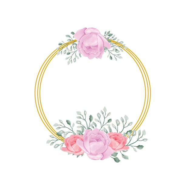 Premium Vector Watercolor Flowers With Golden Floral Frame