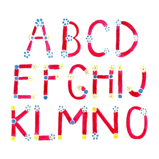 Download Watercolor font. hand drawn alphabet | Premium Vector