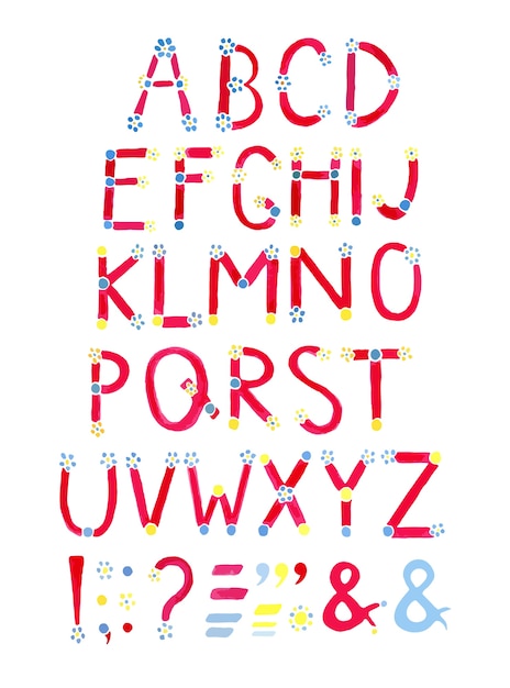 Download Watercolor font. hand drawn alphabet | Premium Vector