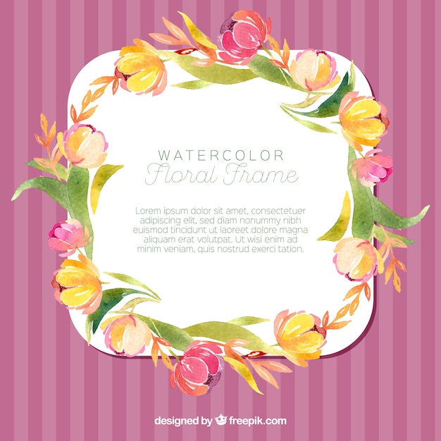 Watercolor frame with exotic flowers